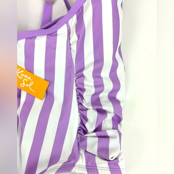 Kona Sol Woman’s Plus Size Purple Striped Fully Lined for Support One Pi… - Picture 7 of 9